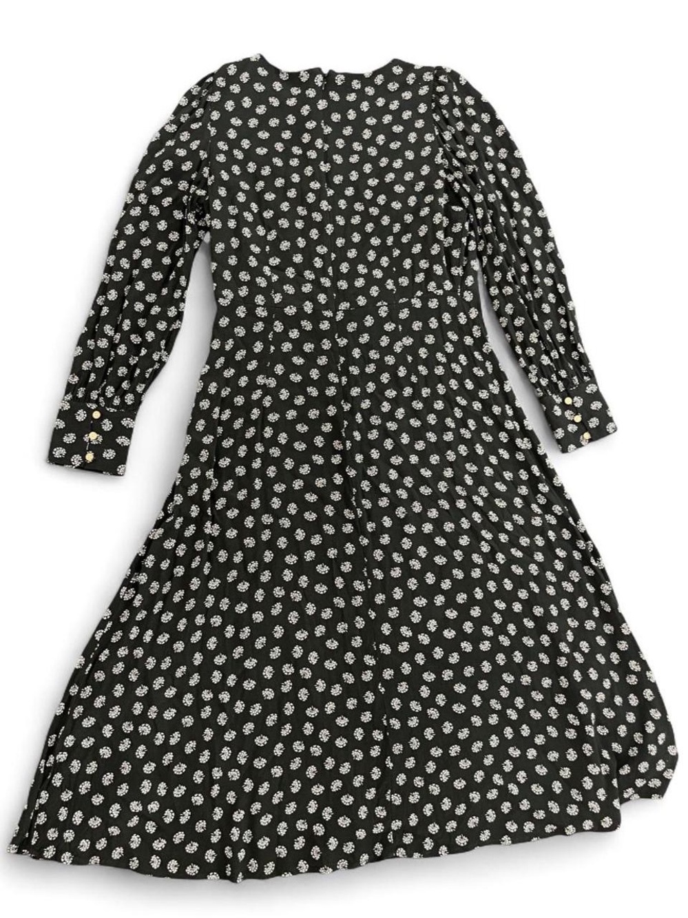 LOFT Black Long-Sleeve Midi Dress with White Floral Print - Picture 10 of 12